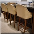 F49. Set of 3 nailhead trimmed bar stools.  